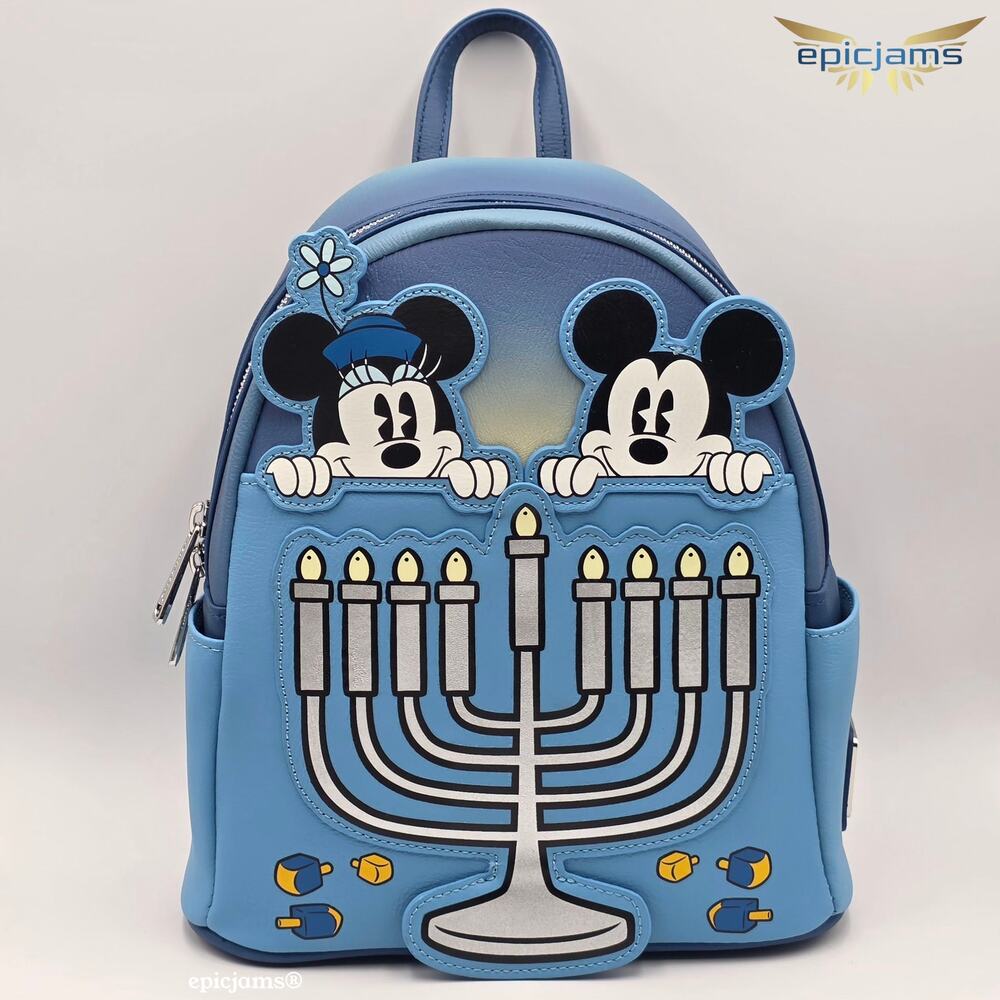 Loungefly Disney Mickey & Minnie Mouse Hanukkah Light-Up Mini Backpack New